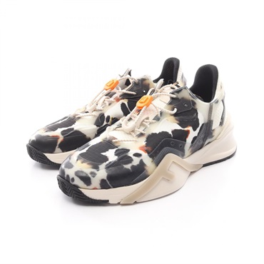 FENDI FLOW sneakers shoes 7E1583 Fabric Rubber White Black Used mens #8