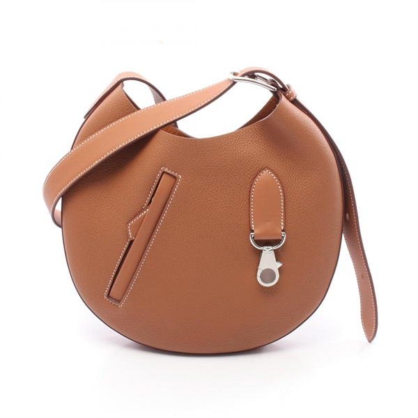 HERMES Arcon slim Shoulder crossbody Bag Togo leather Brown Gold Used Women SHW