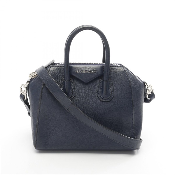 GIVENCHY ANTIGONA Antigona Mini Shoulder Handbag leather Navy Used Women