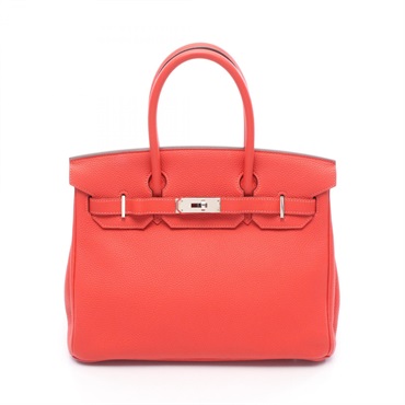 HERMES Birkin 30 Handbag 027633CC Togo leather Red Rouge pivoine Used SHW R
