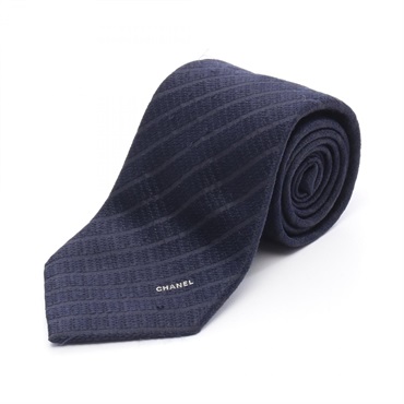 CHANEL Tie silk Navy Used mens CC Coco