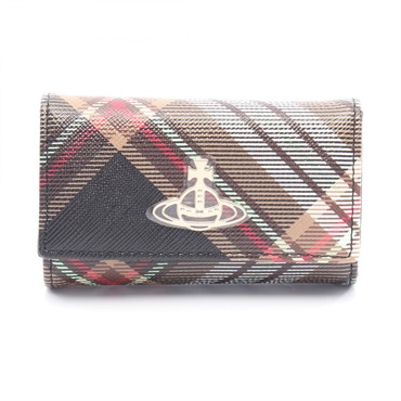 Vivienne Westwood Orb key holder canvas Brown Black White Multicolor NEW Women