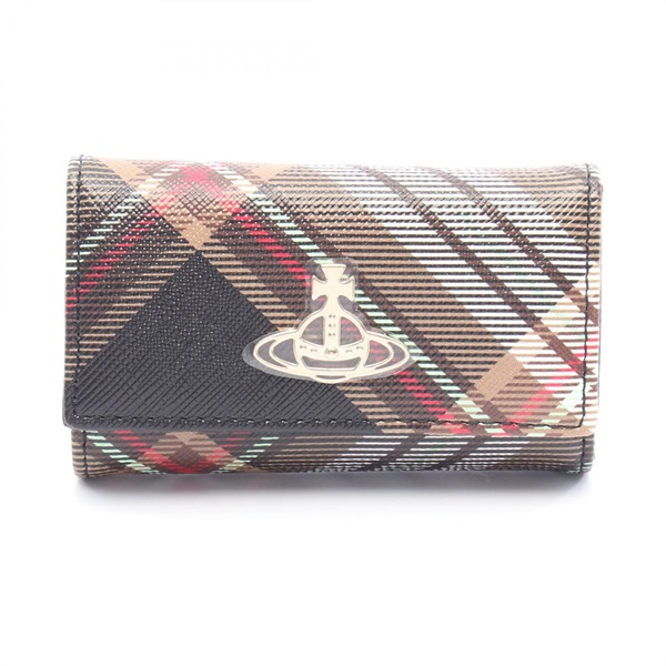 Vivienne Westwood Orb key holder canvas Brown Black White Multicolor NEW Women