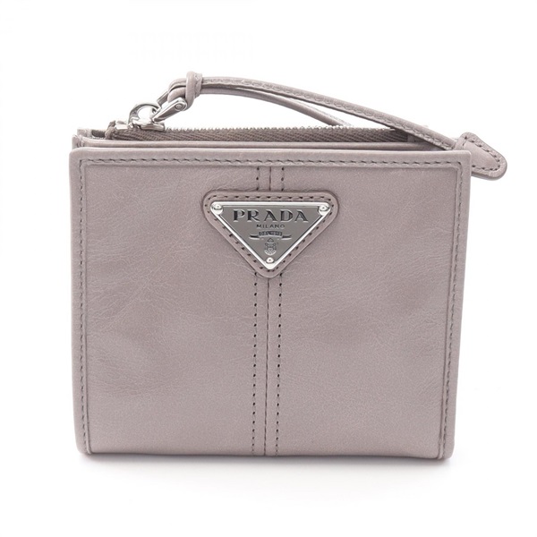 PRADA Soft Lux Bi-fold Wallet 2ML0492CX7F0116 Leather Gray NEW Unisex