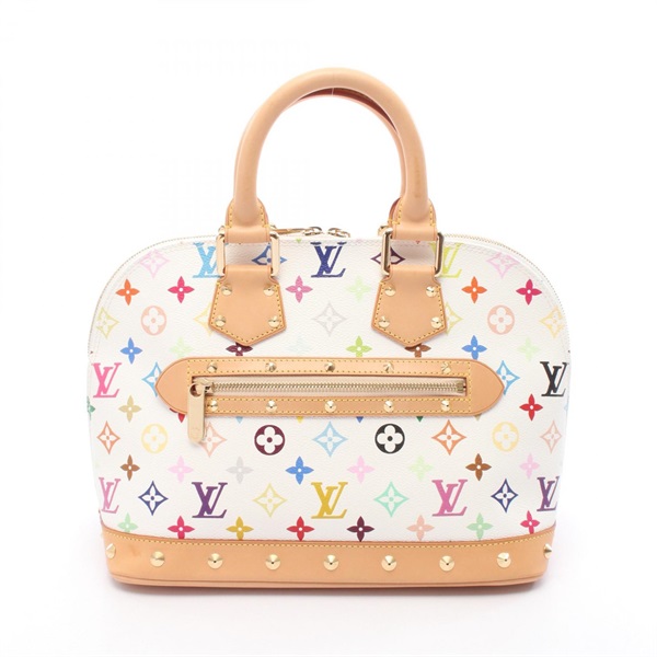 LOUIS VUITTON Alma Handbag M92647 Monogram Multicolor Canvas Leather Blanc Used