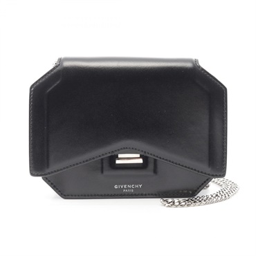 GIVENCHY BOW CUT chain Shoulder Bag leather Black Used Women crossbody
