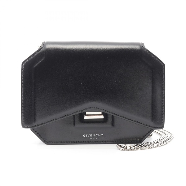 GIVENCHY BOW CUT chain Shoulder Bag leather Black Used Women crossbody