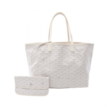 GOYARD Saint Louis PM Tote Bag PVC coated canvas leather White Gray Used Women