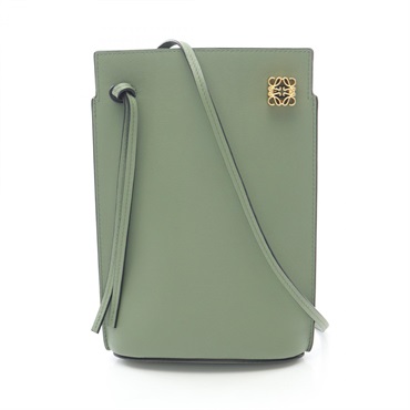 LOEWE Dice Pocket Crossbody Shoulder Bag Leather Green Used Women