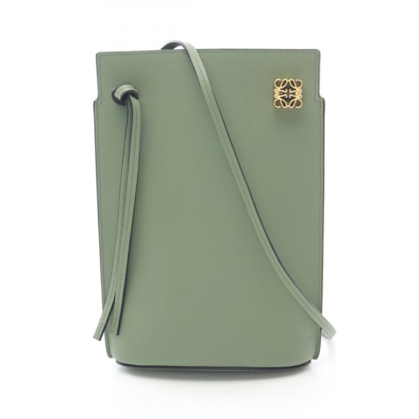LOEWE Dice Pocket Crossbody Shoulder Bag Leather Green Used Women