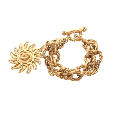 CHANEL COCO Mark Bracelet Gold Plated Used Women CC