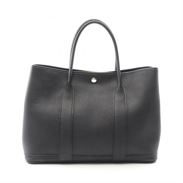 HERMES Garden party PM Tote Hand Bag Negonda leather Black Used Women SHW Z