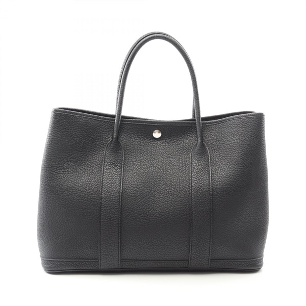 HERMES Garden party PM Tote Hand Bag Negonda leather Black Used Women SHW Z