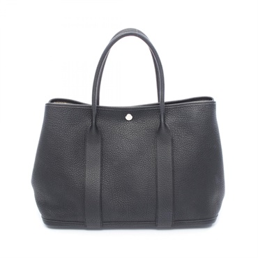 HERMES Garden party PM Hand Tote Bag Negonda leather Black Used Women SHW D