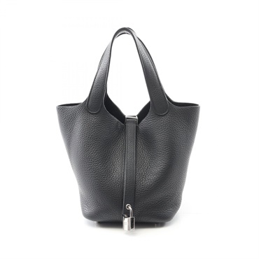 HERMES Picotin Lock PM Handbag 056289CK Clemence leather Black Used Women Y SHW