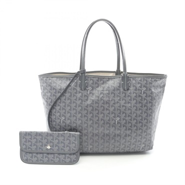 GOYARD Saint Louis PM Tote Bag PVC coated canvas leather Gray White Used Women
