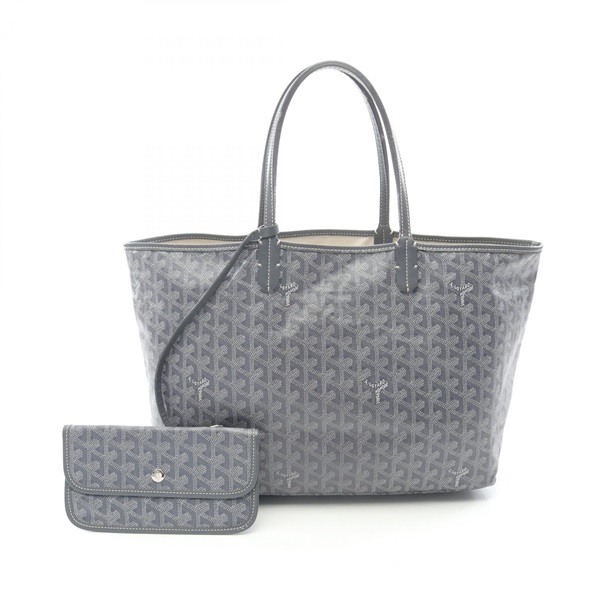 GOYARD Saint Louis PM Tote Bag PVC coated canvas leather Gray White Used Women