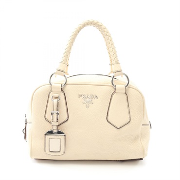 PRADA VITELLO DAINO Handbag BL0265 leather Beige Used Women
