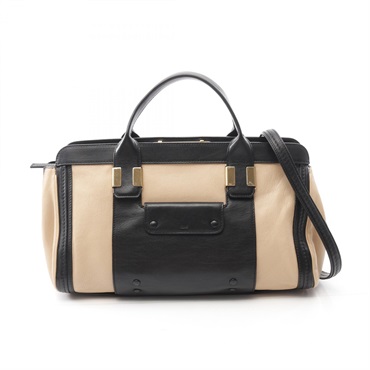 Chloe Alice Shoulder Handbag 3S0161 leather Beige Black Used Women