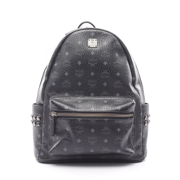 MCM Visetos Backpack Bag Canvas leather Black Used unisex