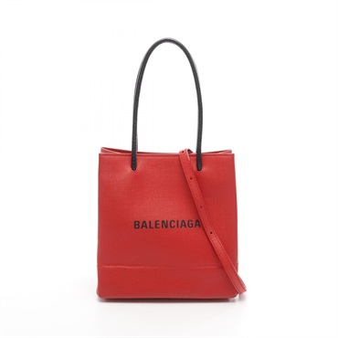 BALENCIAGA Shopping tote XXS shoulder Handbag 597858 leather Red Black Used
