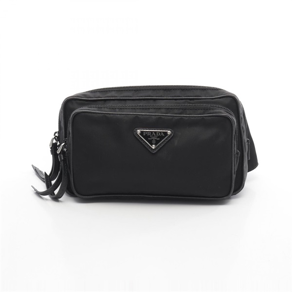PRADA Waist belt bag Nylon Saffiano leather Black Used mens