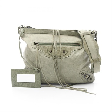 BALENCIAGA The Messenger Crossbody Shoulder Bag 177289 leather Green Used Women