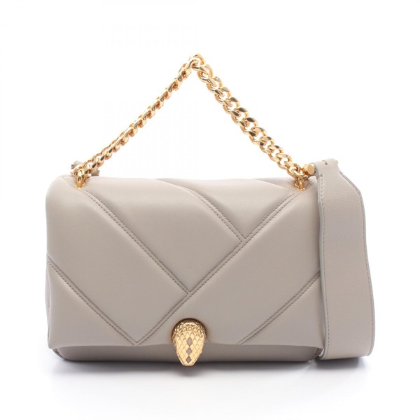BVLGARI Serpenti Cabochon Chain shoulder Handbag leather Beige Used Women GHW