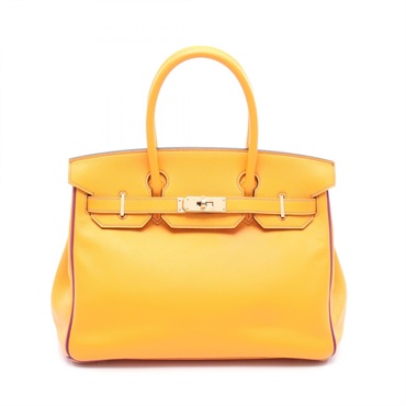 HERMES Birkin 30 Verso Handbag Swift leather Orange Purple Used Women GHW C