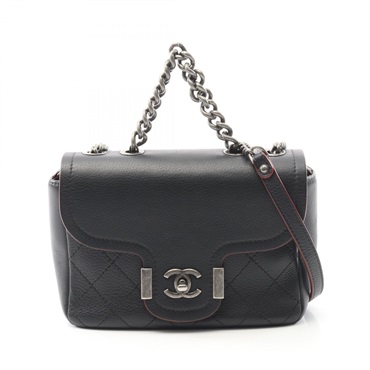 CHANEL Matelasse Crossbody Chain Shoulder Bag A57217 Leather Navy GHW Used
