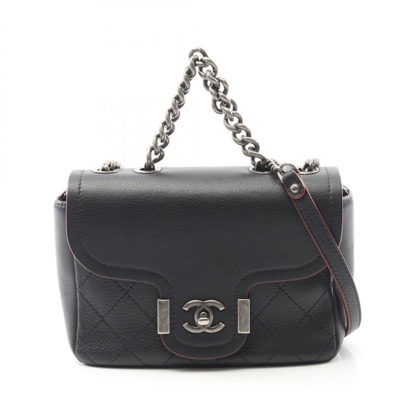 CHANEL Matelasse Crossbody Chain Shoulder Bag A57217 Leather Navy GHW Used