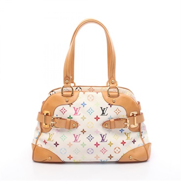 LOUIS VUITTON Claudia Handbag M40193 Monogram Multicolor Canvas Leather Blanc LV