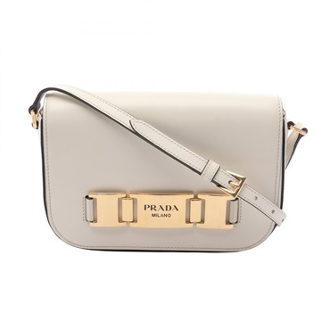 PRADA Crossbody Shoulder Bag Leather White Used Women