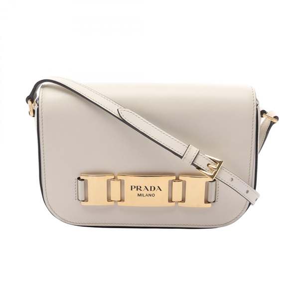 PRADA Crossbody Shoulder Bag Leather White Used Women