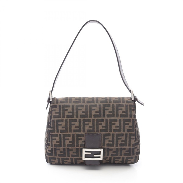 FENDI Mamma bucket Shoulder Bag 26325 canvas leather Brown Used Women
