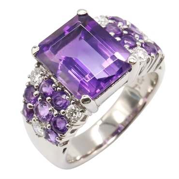 JEWELRY VERITE Ring Pt900 Platinum Amethyst Used women US size 6