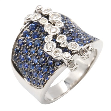JEWELRY Sapphire Diamond Ring 18KWG White Gold Blue Used women US size 7