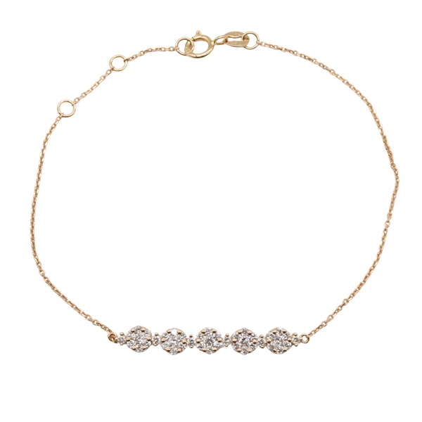 JEWELRY Diamond Bracelet 18KRG Pink Rose Gold Diamond Used Women 15～17.5cm