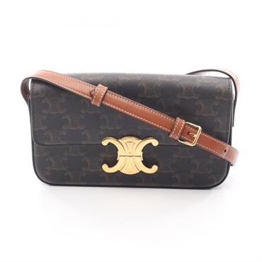 CELINE Claude Triomphe Shoulder Bag 194142CUZ.04LU canvas leather Black tan Used