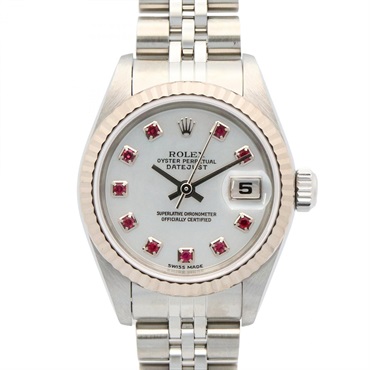 ROLEX Datejust 10P Ruby Y Wrist Watch 79174NGR Automatic 18KWG SS used Women