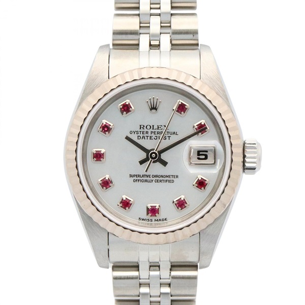 ROLEX Datejust 10P Ruby Y Wrist Watch 79174NGR Automatic 18KWG SS used Women