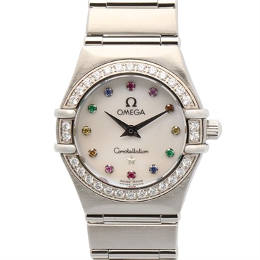 OMEGA Constellation Mini Iris Diamond Bezel Wrist Watch Quartz SS Used Women