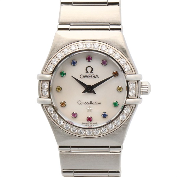 OMEGA Constellation Mini Iris Diamond Bezel Wrist Watch Quartz SS Used Women