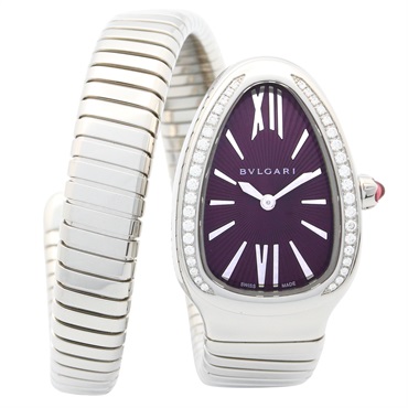 BVLGARI Serpenti Tubogas Diamond Single Wrist Watch Quartz SS Used Women