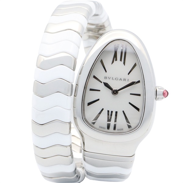 BVLGARI Serpenti Spiga Wrist Watch SP35WSWCS.1T Quartz ceramic SS Used Women
