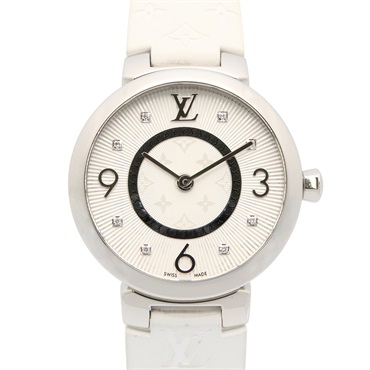 LOUIS VUITTON Tambour Slim PM Wrist Watch Quartz SS Rubber belt diamond Women