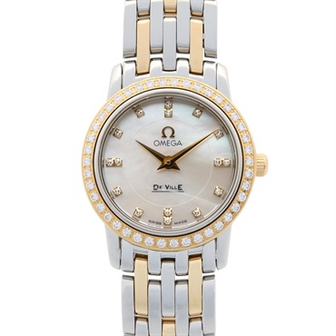 OMEGA De Ville Prestige Diamond Bezel Wrist Watch Quartz 18KYG Gold SS Women