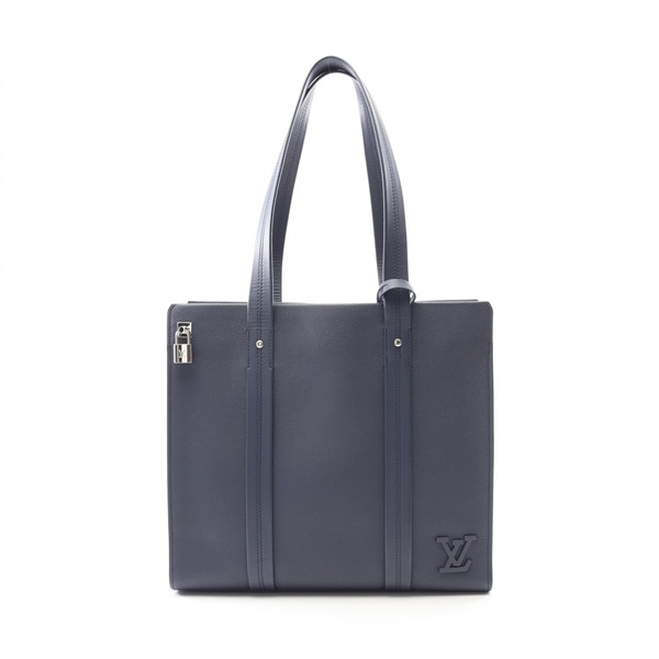 LOUIS VUITTON Takeoff Tote Bag M21542 Aerogram Leather Navy Used Mens LV