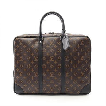 LOUIS VUITTON Porte-Documants Voyage Business bag M40225 Monogram macassar Used