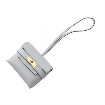 HERMES Kelly Festival Bag charm Swift leather Gray Blue glacier Used Women GHW K